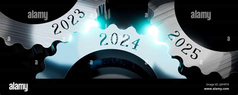 2023 2024 2025 Gears Concept 3d Illustration Stock Photo Alamy