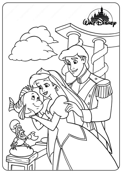 Here, you will find disney princess coloring pages. Printable Ariel and Prince Eric Coloring Pages