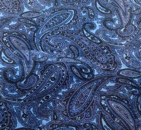 Vintage Blue Paisley 16 Pinwale Corduroy Fabric Fine Ribbed Etsy