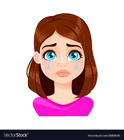 Face Expression Beautiful Woman Crying Royalty Free Vector