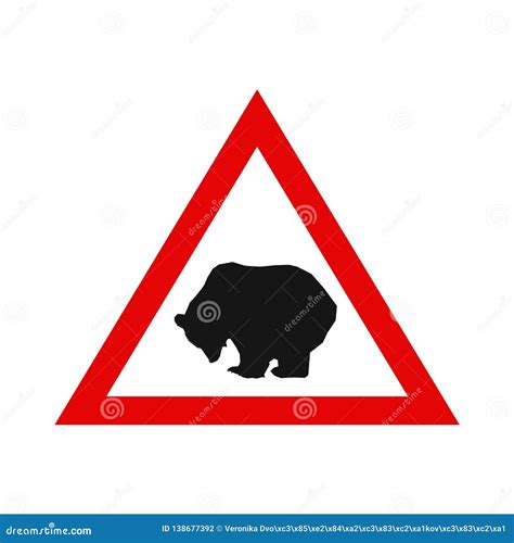 Warning Sign With Silhouette Of Bear Stock Vector Illustration Of