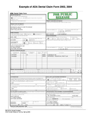 Ada Dental Claim Form Example Pdffiller