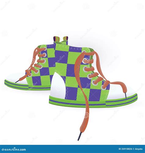 Two Green Sneakers Stock Vector Illustration Of Pair 26918826
