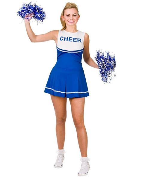 Blue Ladies Cheerleader School Girl Uniform Fancy Dress Costume Cheerleader Costume Sports