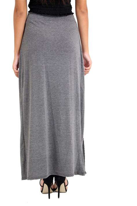 new womens double split high waist side slit plain basic summer long maxi skirt ebay