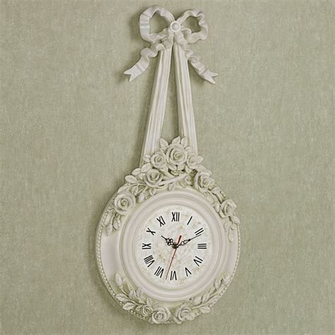 Ribbons And Roses Antique White Wall Clock