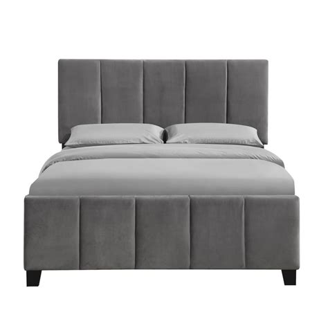 Homefare Queen Modern Channel Bed In Flannel Beds At