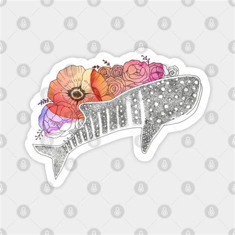 Watercolor Flower Whale Shark Whale Shark Magnet Teepublic