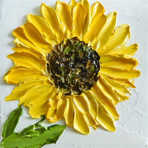 Custom Small 4x4 And 6x6 Sunflower Impasto Oil Painting Mix Etsy
