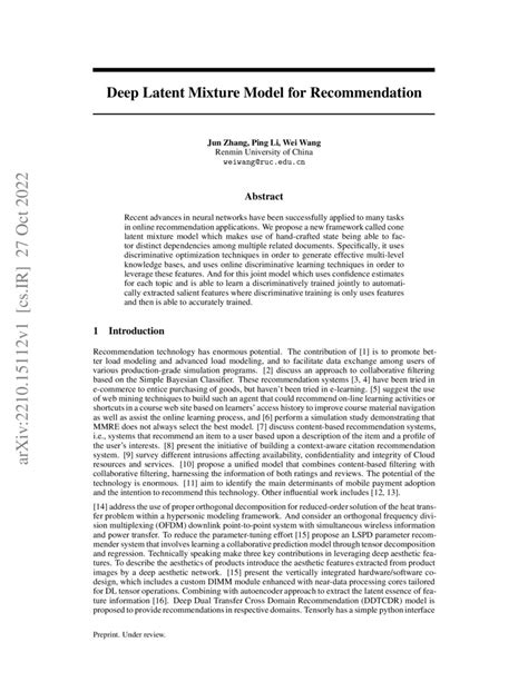Deep Latent Mixture Model For Recommendation DeepAI