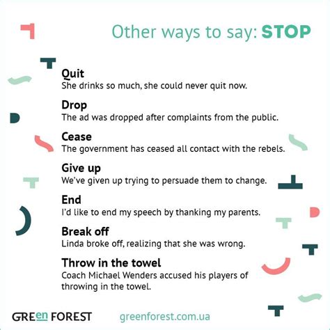 Other Ways To Say Stop English Words English Grammar Writing Words