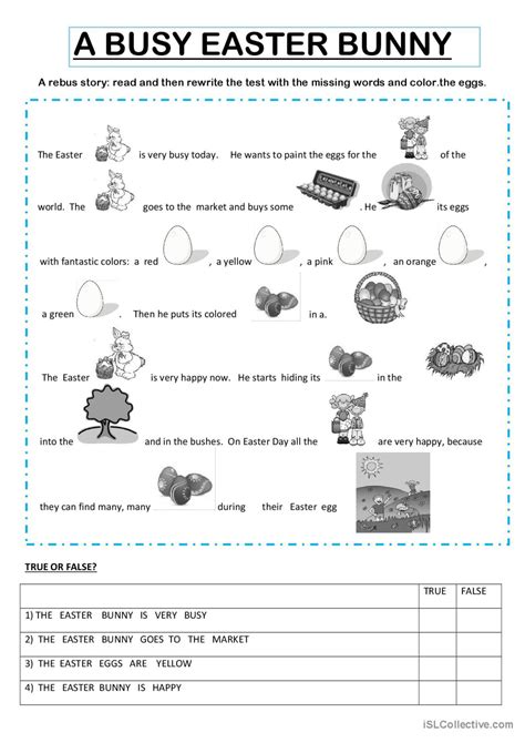 an easter bunny story english esl worksheets pdf and doc