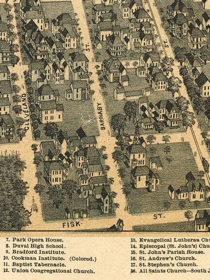 1893 Jacksonville Florida Vintage Old Panoramic City Map 24x32 Ebay