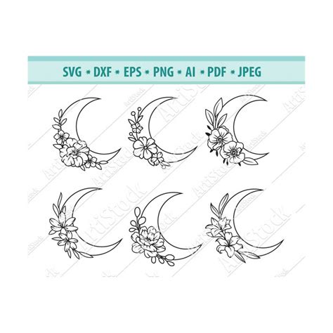 Moon Flowers Svg File Floral Moon Svg Dreams Svg Moon Wit Inspire