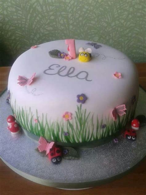 Ellas 1st Birthday Cake Ladybirds And Butterflies Bug Birthday Cakes