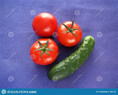 Fresh Vegetables Red Tomatoes Cucumber And Pepper Stock Photo Image