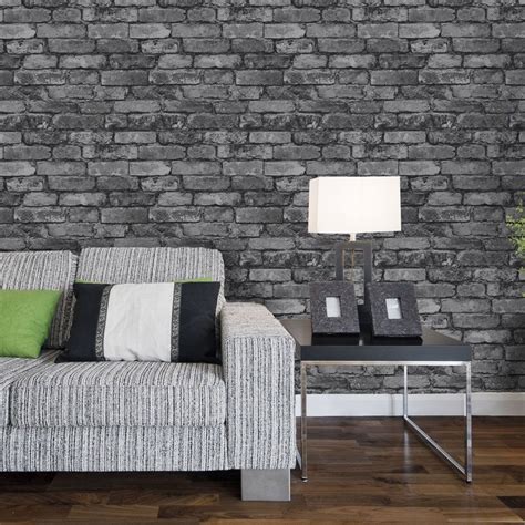 Grey Brick Wallpaper Living Room Ideas Siatkowkatosportmilosci