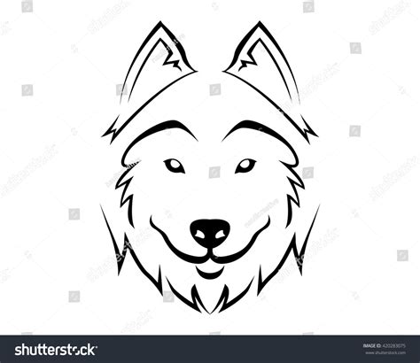 Dog Breed Line Art Logo Siberian Husky Royalty Free Stock Vector