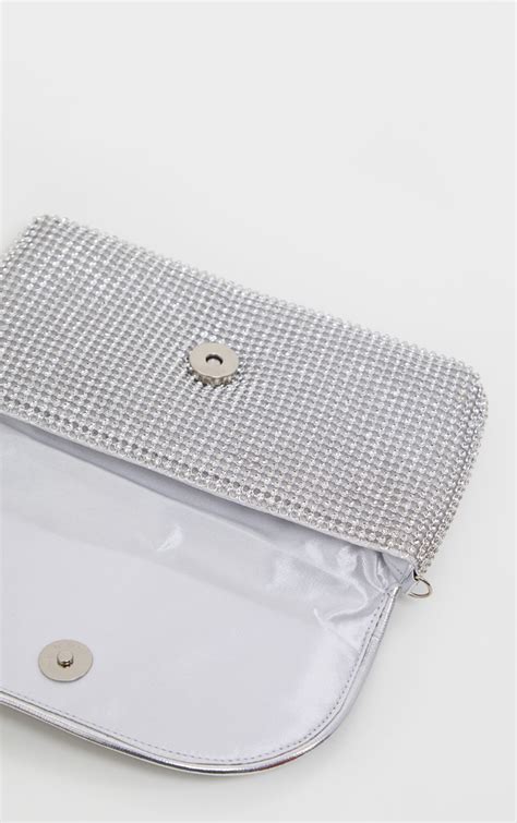 Silver Clutch Bag Accessories Prettylittlething Ca