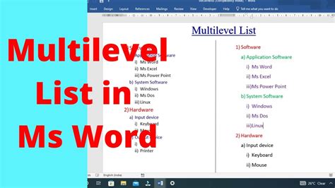 How To Make Multilevel List In Ms Word Multilevel List Create A