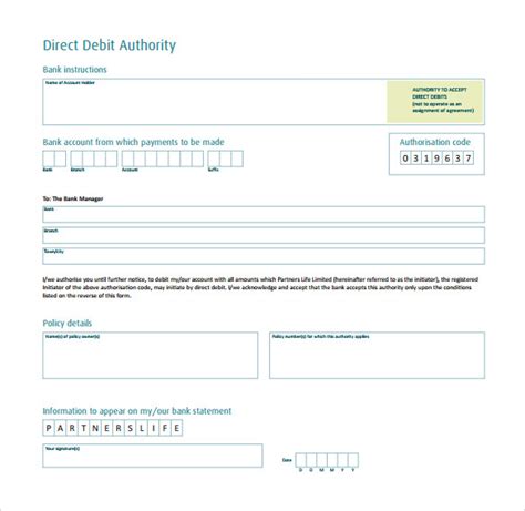 direct debit form    documents   word