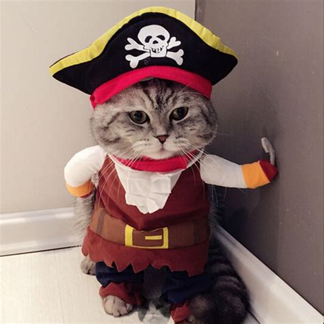 1pc Funny Cat Costume Pirate Suit Corsair Cosplay Cat Clothes Halloween