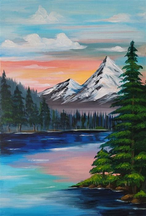 A View With A Lake Landscape Art Painting Mountain Landscape