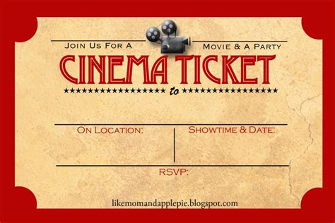 Blank Movie Ticket Invitation Template Free Download Aashe