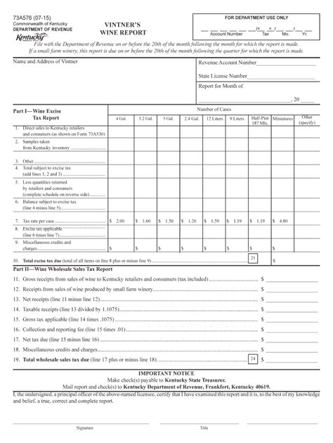 Vintners Wine Report Kentucky Department Of Revenue Ky Fill Out And