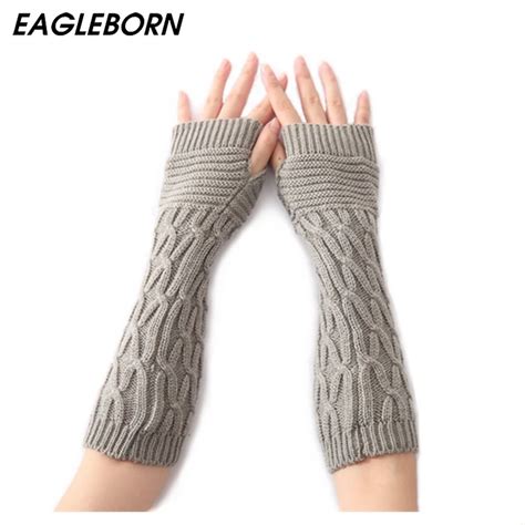 Eagleborn New Womens Arm Warmers Autumn Winter 31cm Knitted Arm