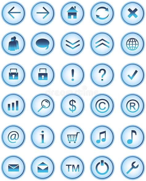 Blue Glass Web Icons Buttons Stock Illustration Illustration Of