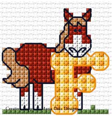 This is the seventh block in the grids for kids series! Maria Diaz - Farm Yard ABC (cross stitch pattern chart)