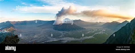 Caldera Tenggerview Of Volcanoes At Sunsetsmoking Volcano Gunung