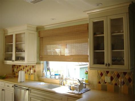 Use this mount to place the headrail of the shade just above the window frame. roman shades outside mount bamboo shade kitchen window ...