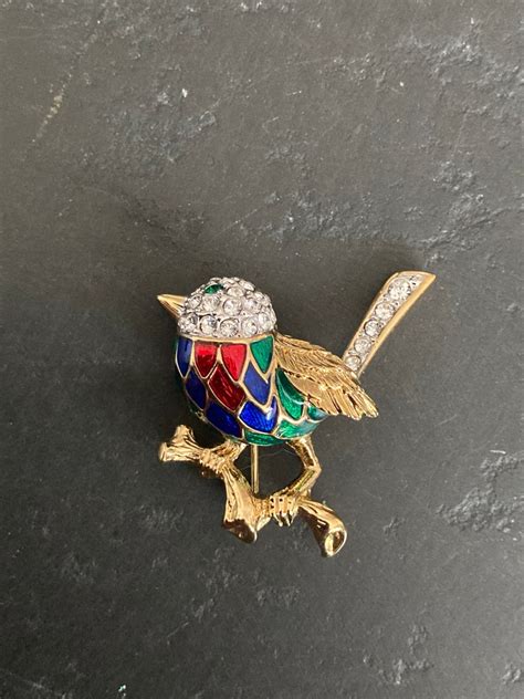 Vintage Bird Brooch Enamel Jewelry Attwood And Sawyer Etsy Uk