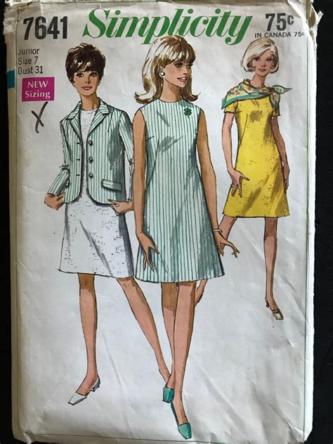 simplicity 7641 pattern vintage 1960s 4 h a line knee length sheath dress and notched collar