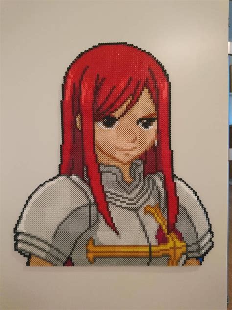 Erza Scarlet By Magicpearls Anime Pixel Art Perler Bead Art Fairy