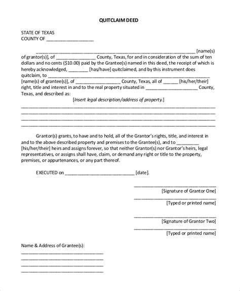 Free 8 Sample Quit Claim Deed Forms In Pdf Ms Word