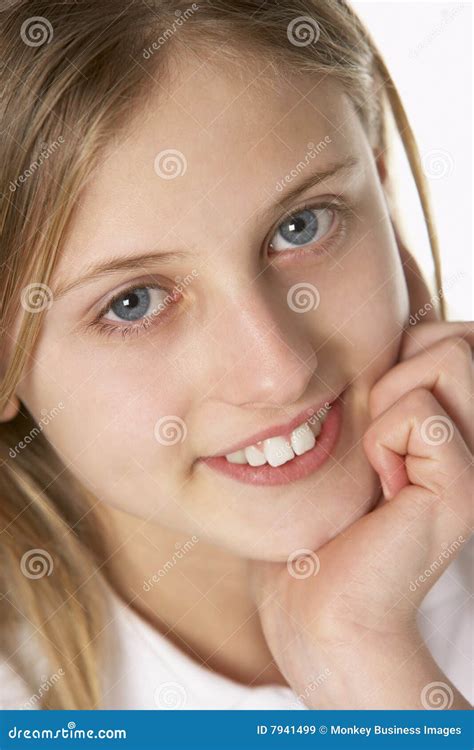 Portrait Of Pre Teen Girl Smiling Stock Image Image Of Person
