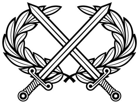 Heraldic Cross Swords With Laurel Wreath Vector Clip Art