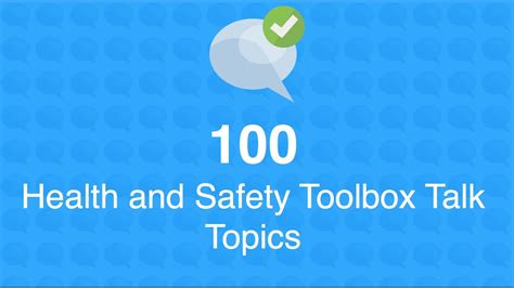100 Health And Safety Toolbox Talk Topics Youtube