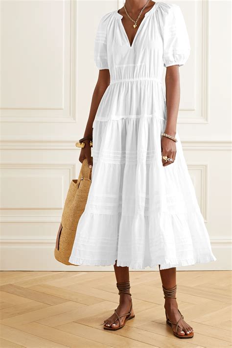 White Claribel Cotton Poplin Midi Dress Ulla Johnson Net A Porter Casual White Dress
