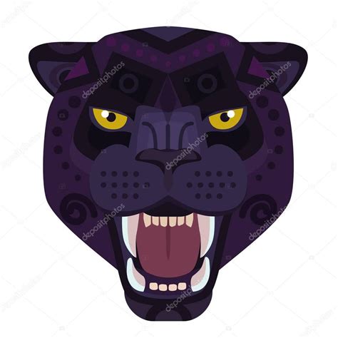 Angry Black Panther Head Logo Wild Cat Vector Decorative Emblem