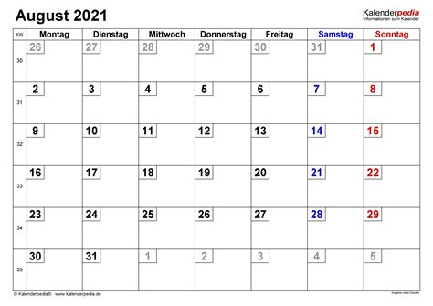 Juli August 2021 Kalender Kalender Apr 2021