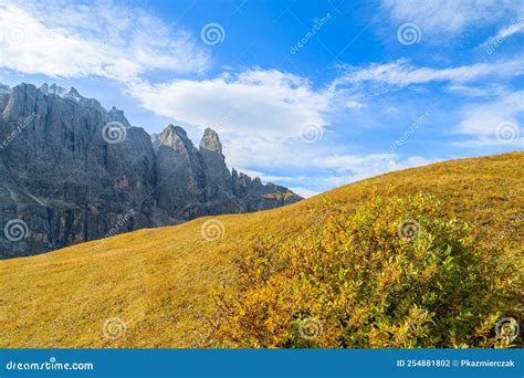 Beautiful Autumn Landscape Of Dolomites Mountains South Tyrol Italy