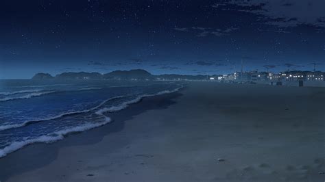 Anime Landscape City Beach At Night Anime Background