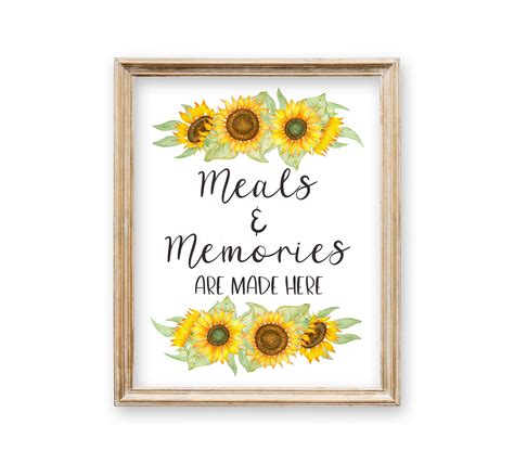 Sunflower Kitchen Decor Meals And Memories Are Made Here Etsy