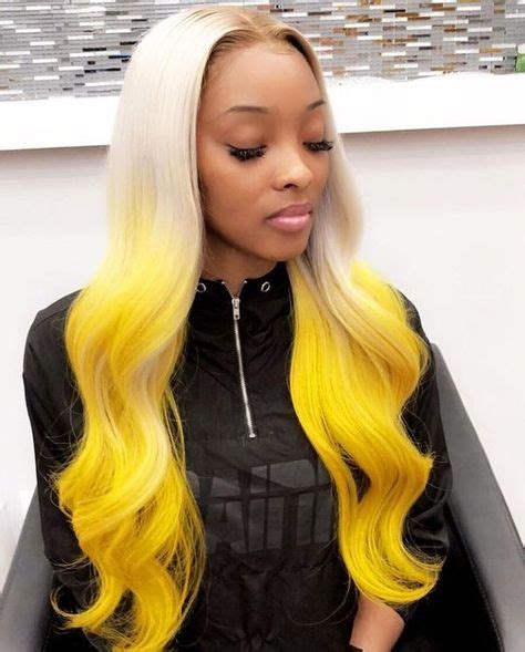 Lace Frontal Synthetic Wigs Platinum Blonde With Yellow Ombre