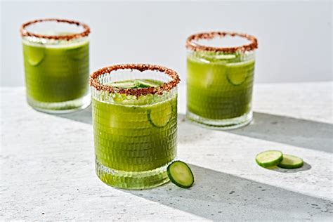Spicy Cucumber Cilantro Lime Margarita With Tajin Rim
