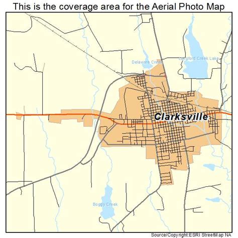Aerial Photography Map Of Clarksville Tx Texas